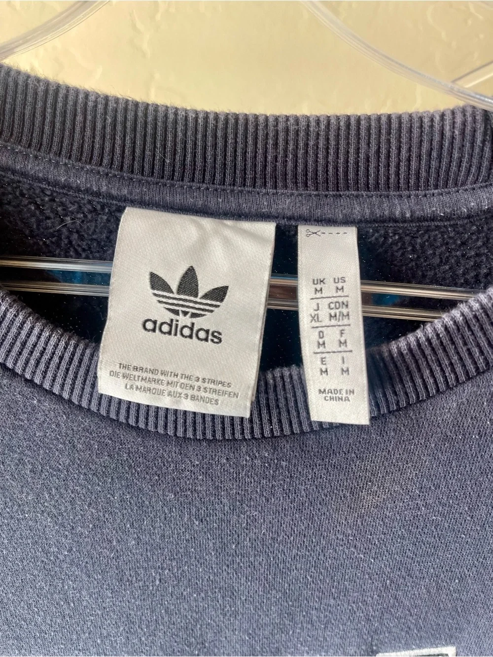 adidas Navy Crewneck Sweatshirt with Light Gray Raglan Sleeves